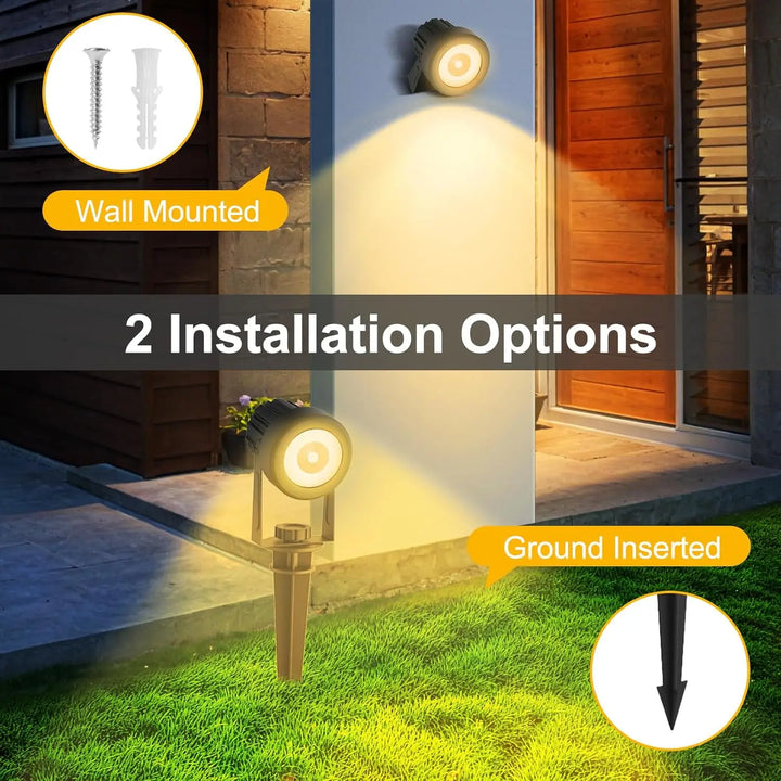 BowLift | Solar Garden Spotlight LumiGlow DuoColor | 3000K/6000K Warm & Cool White | IP65 Waterproof | Automatic Dusk Sensor