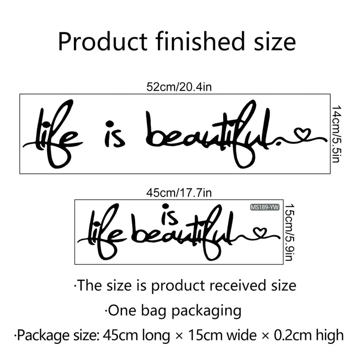 Beautiful Life Inspirational Wall Sticker Removable Peel and Stick Daily Mantra Wall Decal Creative DIY Home Decor For Living Room Bedroom Dining Room | Bowlift