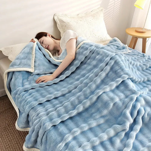 BowLift | Veloura Cozy Blanket | Cozy Blanket Flannel | Rabbit Fur Look | Soft & Skin Friendly | For Sofa, Bed & Travel
