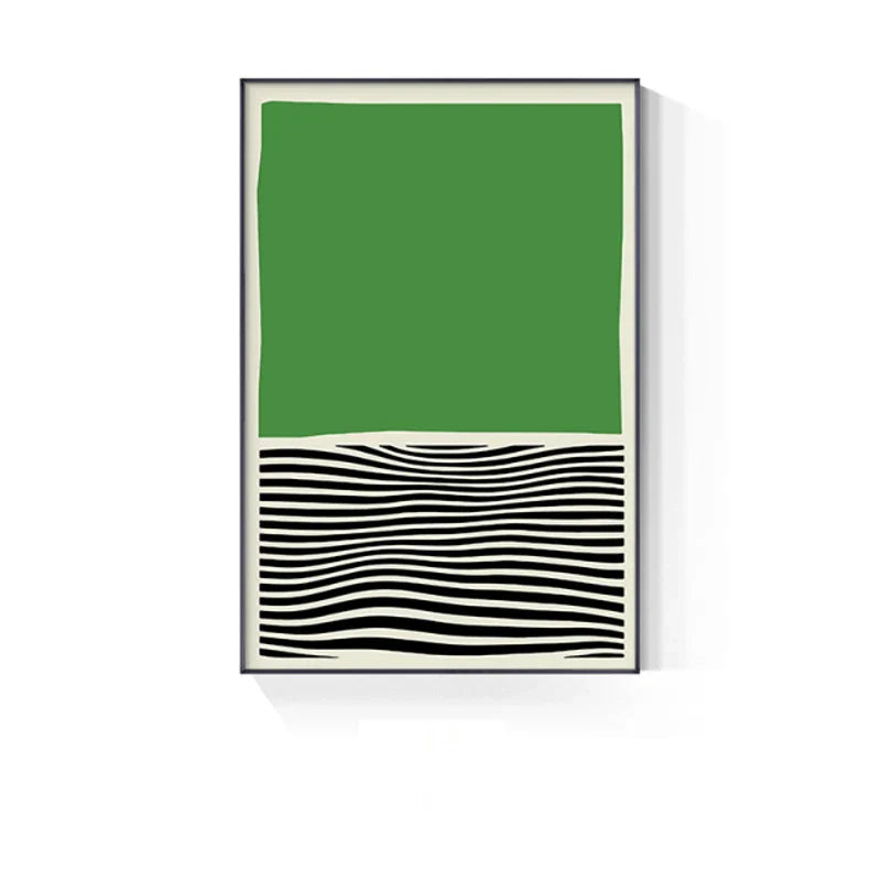 Abstract Green Geometric Line Art Wall Art Fine Art Canvas Prints Pictures For Modern Apartment Living Room Home Office Art Decor | Bowlift