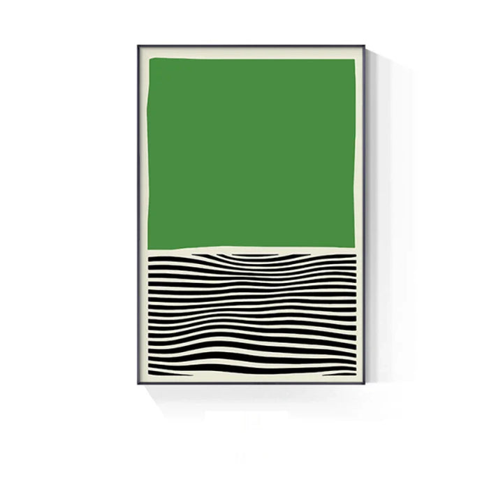 Abstract Green Geometric Line Art Wall Art Fine Art Canvas Prints Pictures For Modern Apartment Living Room Home Office Art Decor | Bowlift