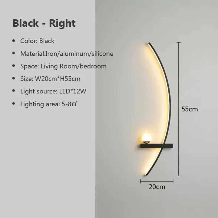 BowLift | Contemporary Edge Wall Lamp – Black & Gold Indoor/Outdoor Lighting for Modern Spaces