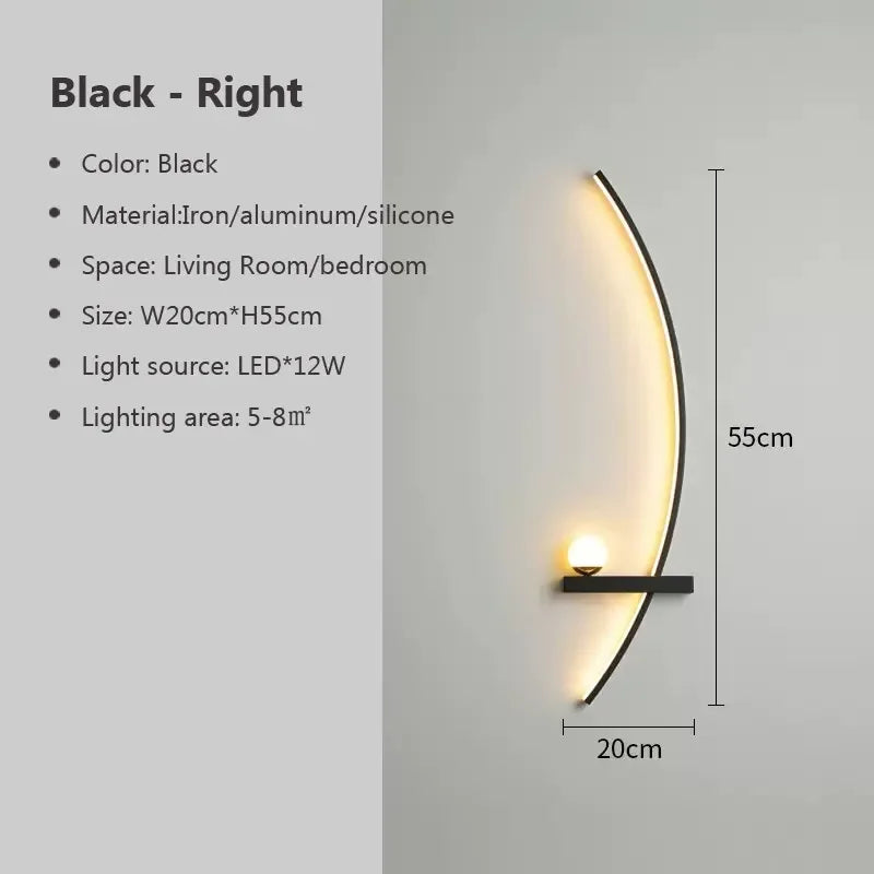 BowLift | Contemporary Edge Wall Lamp – Black & Gold Indoor/Outdoor Lighting for Modern Spaces