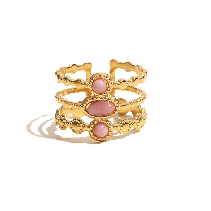 BowLift | 18k Triple Rose Stone Ring Stack
