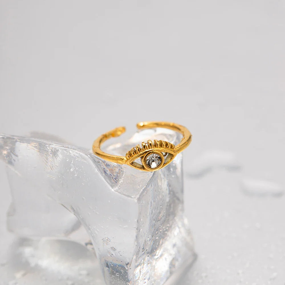 BowLift | Adjustable 18k Diamond Center Evil Eye Ring