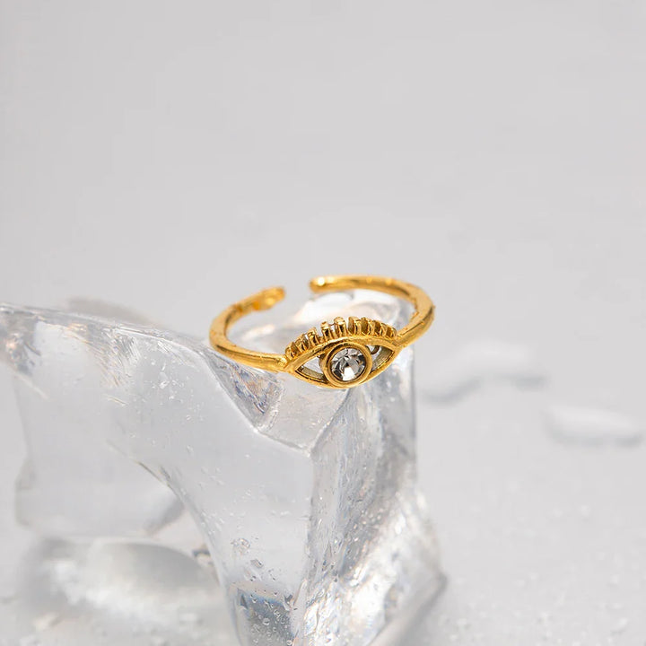 BowLift | Adjustable 18k Diamond Center Evil Eye Ring
