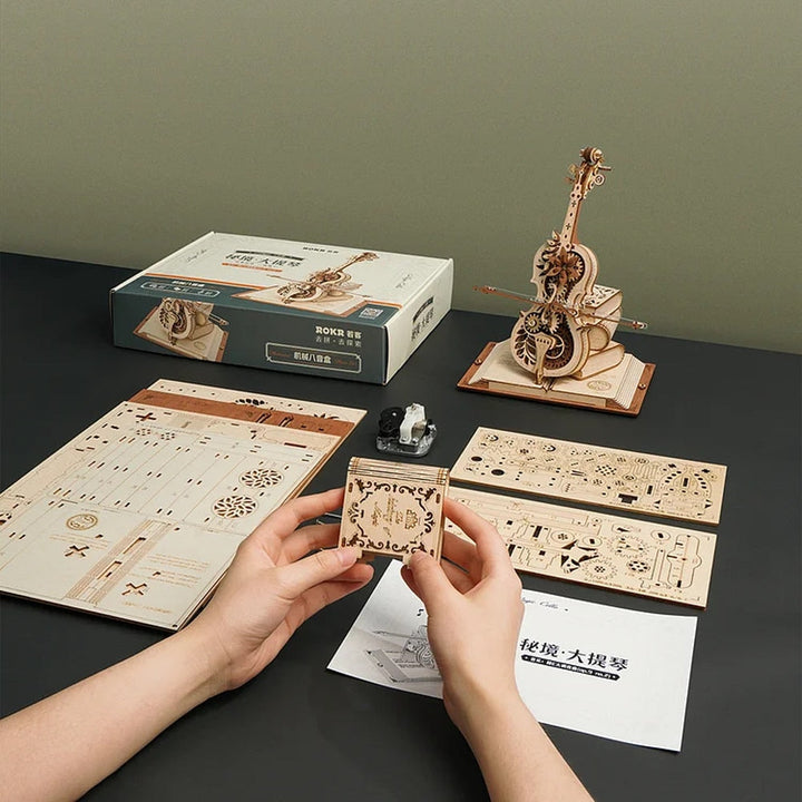 3D Magical Mechanical Wooden Cello Puzzle | Bowlift