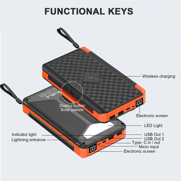Solar Fast Charging Ultra-Large Capacity Portable Powerbank | Bowlift
