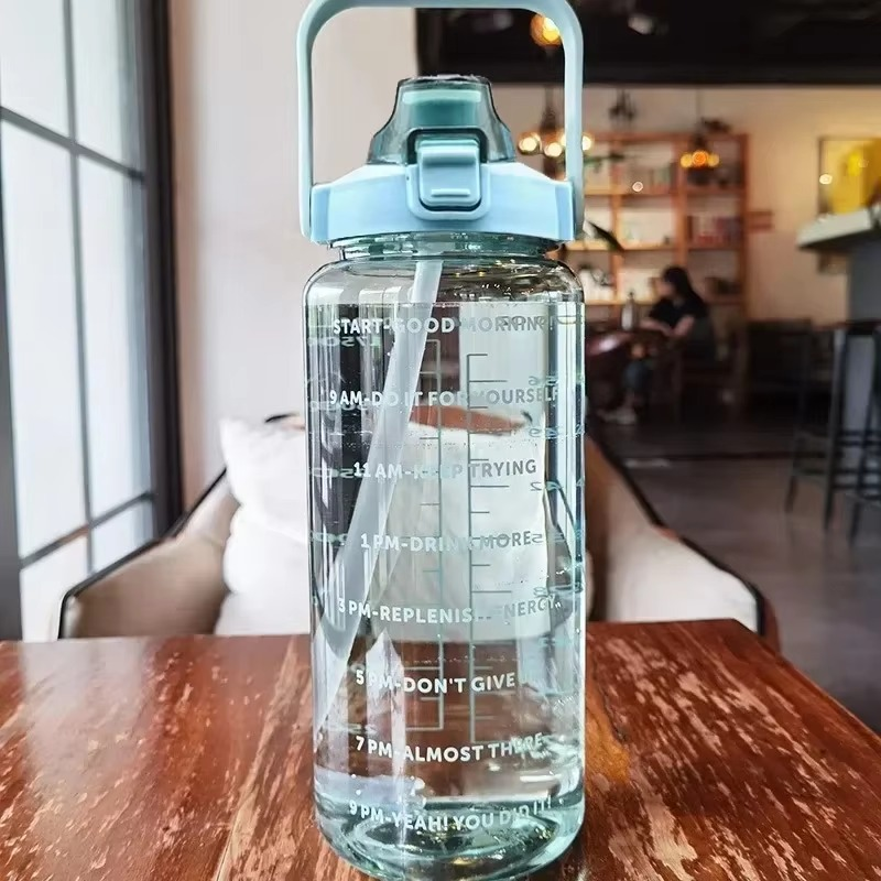 BowLift | Large 68oz Sports Water Bottle with Straw and Time Marker for Gym and Outdoor Fitness