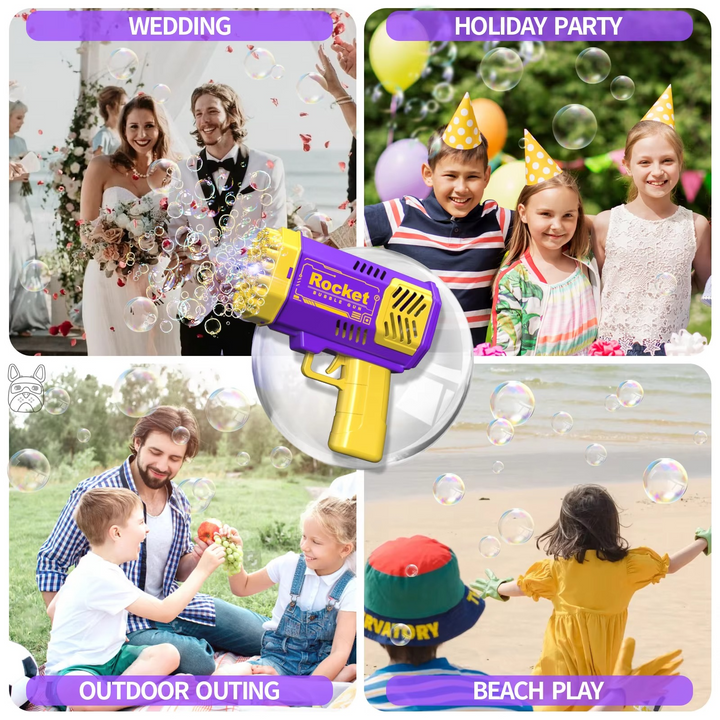 BowLift | Bubble Handheld Bubble Machine - 40-Hole LED Bubble Gun Set for Kids & Adults