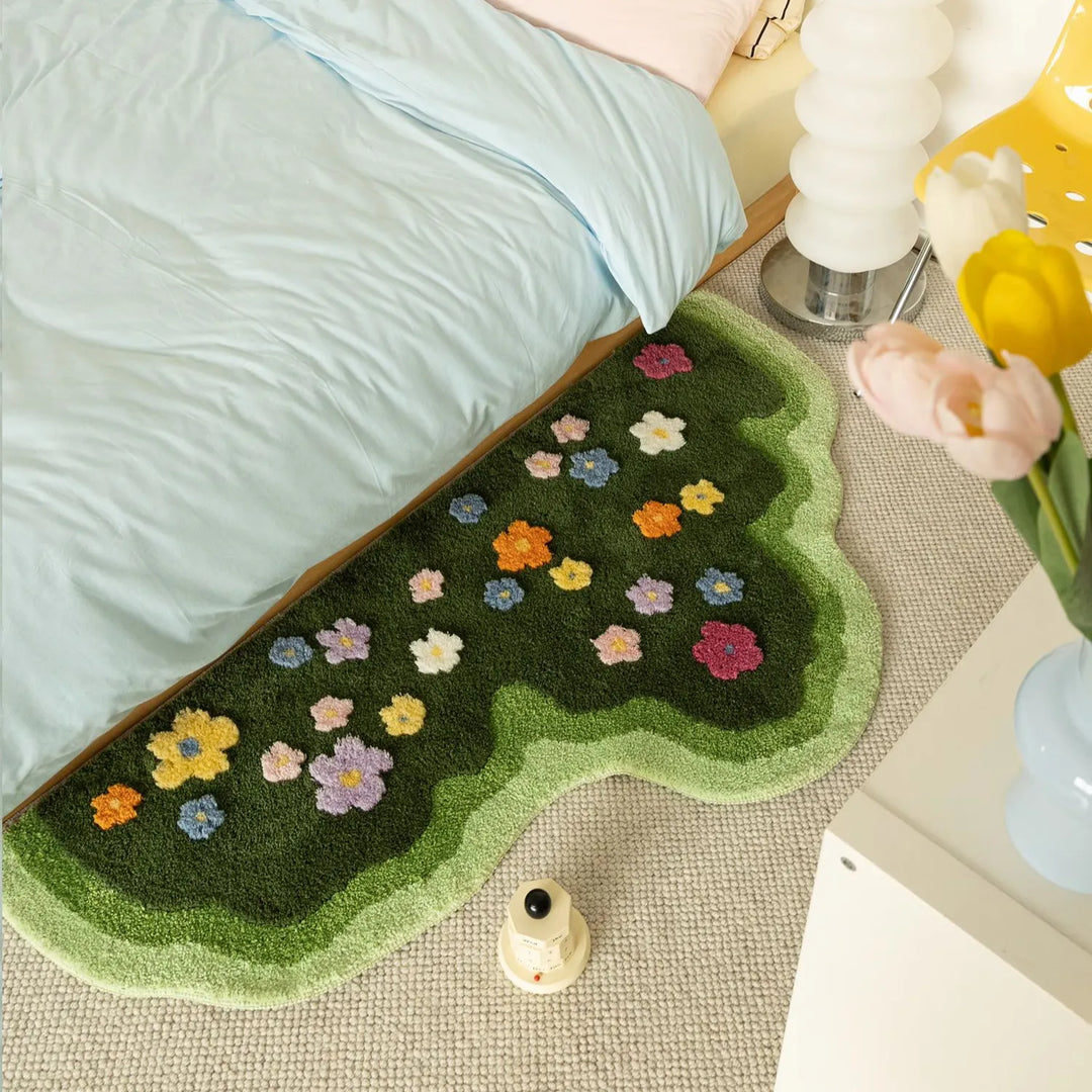 Moss and Floral Garden Rug | Bowlift