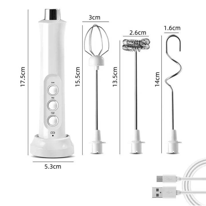 BowLift | 3 In 1 Electric Milk Frother Rechargeable Milk Frother Handheld Frothing Device High Speeds Milk Frother Drink Mixer Coffee