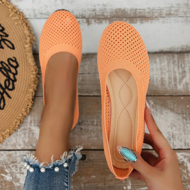 BowLift | Women Round Toe Flat Shoes Solid Color Knit Slippers Casual Breathable Ballet Flats Women Flat Shoes Loafers Women