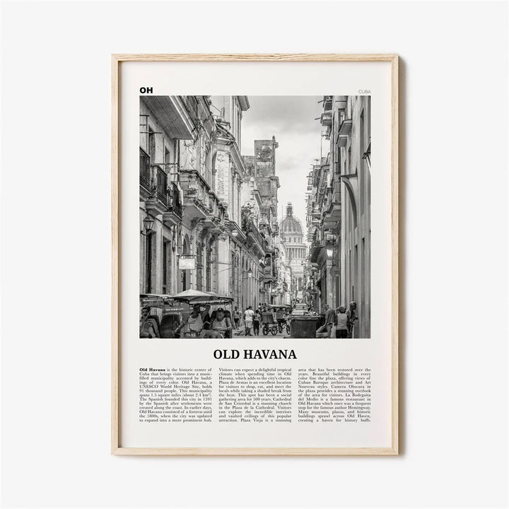 Cuba Havana Black & White Travel Poster Wall Art Fine Art Canvas Prints Pictures For Living Room Dining Room | Bowlift