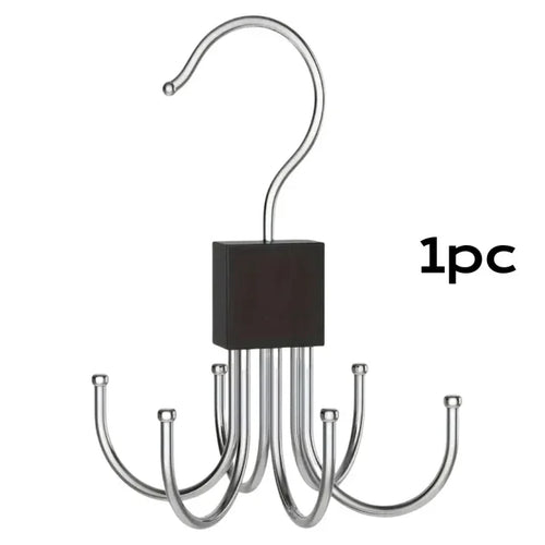 BowLift | Hanging Clothes Hook Organizer 6-fold | Rotatable & Space-saving | For Belts, Bras, Scarves & Ties | Metal