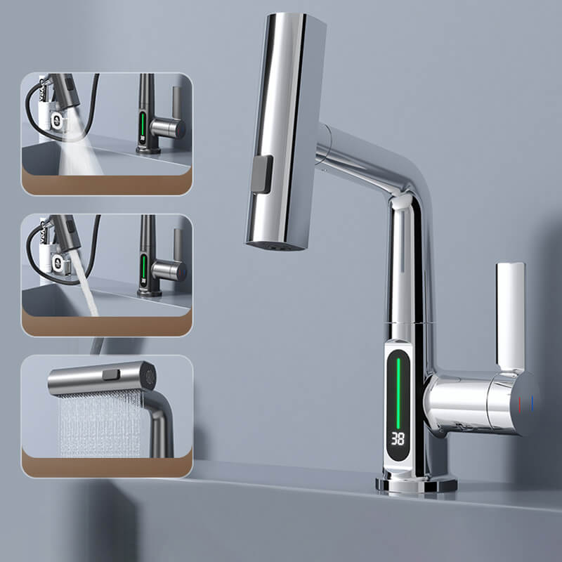 BowLift | WaterMaster Flexible LED Kitchen & Bathroom Faucet – 360° Swivel, Pull-Out Hose & 5 Spray Modes