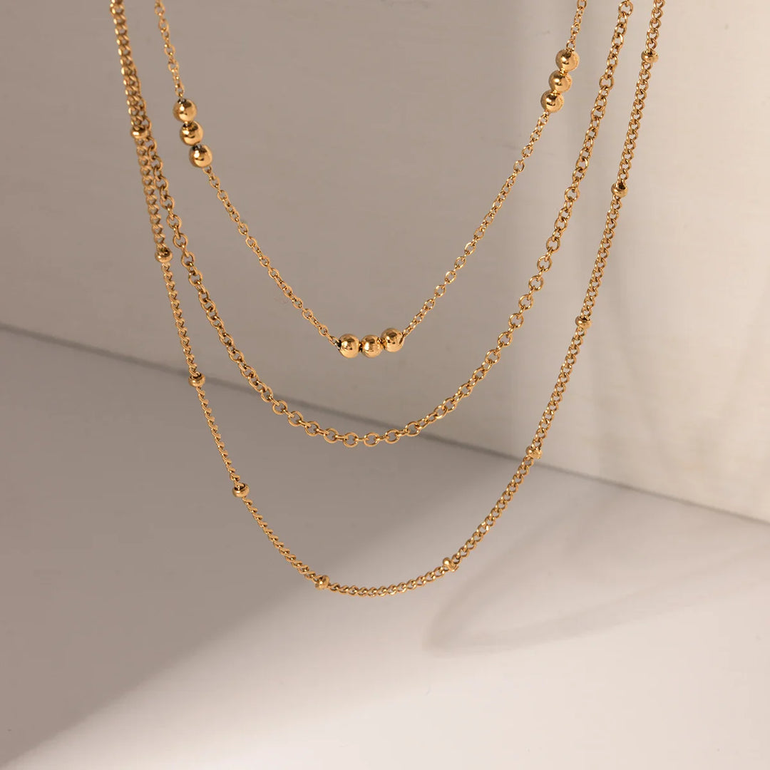 BowLift | 18k Dainty Triple Satellite Necklace Stack