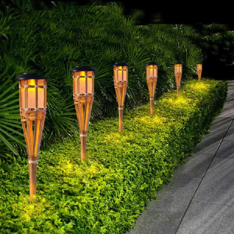 BowLift | Solar Torch 5-piece Set | Flame Look LED Garden Lights | Solar Powered | Decorative Light for Outdoor