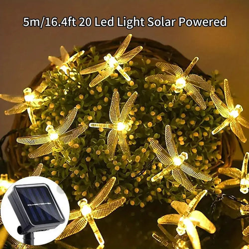 BowLift | Solar String Lights Lumila | 5 m with 20 Dragonfly LEDs | 8 Modes | Waterproof & Suitable for Outdoor