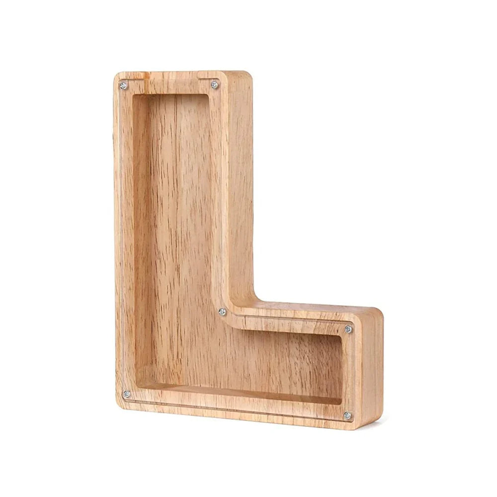 BowLift | Wooden Alphabet Piggy Bank with Transparent Viewing Window for Stylish Saving