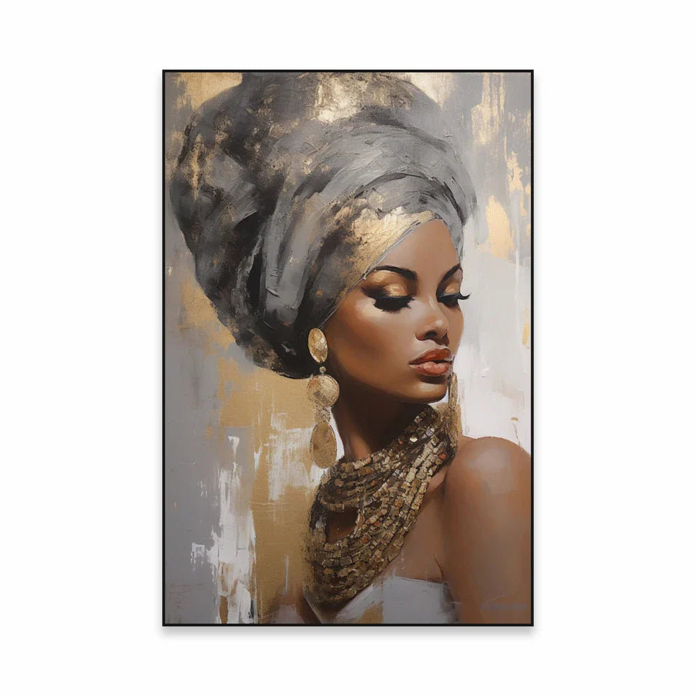 Golden Girl Fashion Wall Art Fine Art Canvas Prints Modern Abstract Portrait Pictures For Living Room Bedroom Boutique Salon Art Decor | Bowlift
