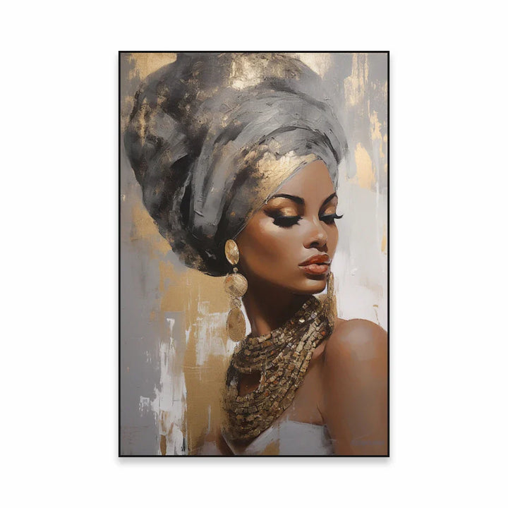Golden Girl Fashion Wall Art Fine Art Canvas Prints Modern Abstract Portrait Pictures For Living Room Bedroom Boutique Salon Art Decor | Bowlift