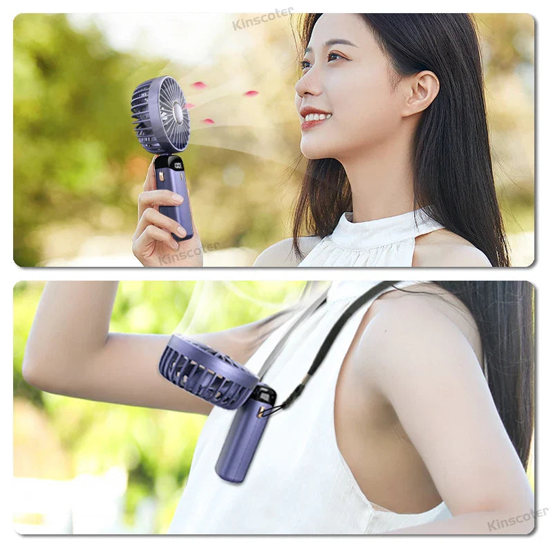 BowLift | AERIONIQ 3-in-1 Mini-Fan | LED Display | 5 Levels | Battery with Power Bank Function | Portable & Standable