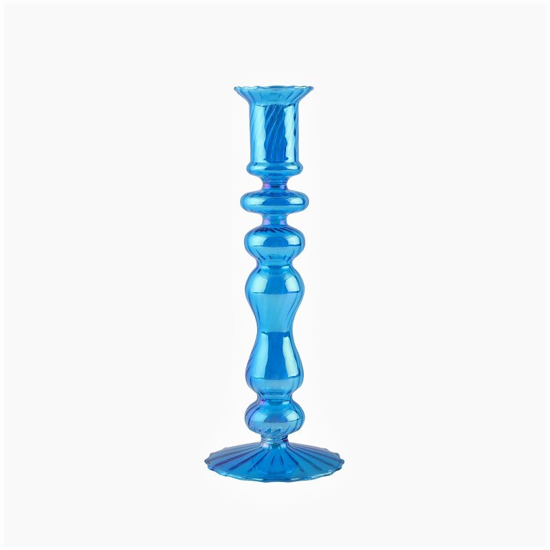 Ribbed Glass Candleholders - Mermaid | Bowlift