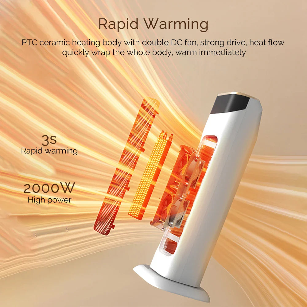 BowLift | Electric PTC Fan Heater with Adjustable Temperature, Remote Control and Timer, Energy Efficient