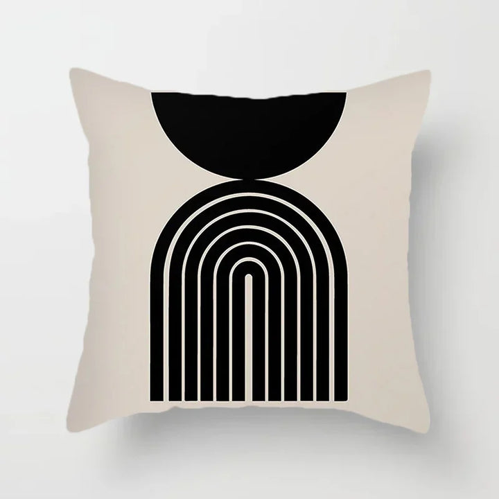 BowLift | Aurum Cushion Cover - Modern Black-White Cushion Cover with Abstract Art Print
