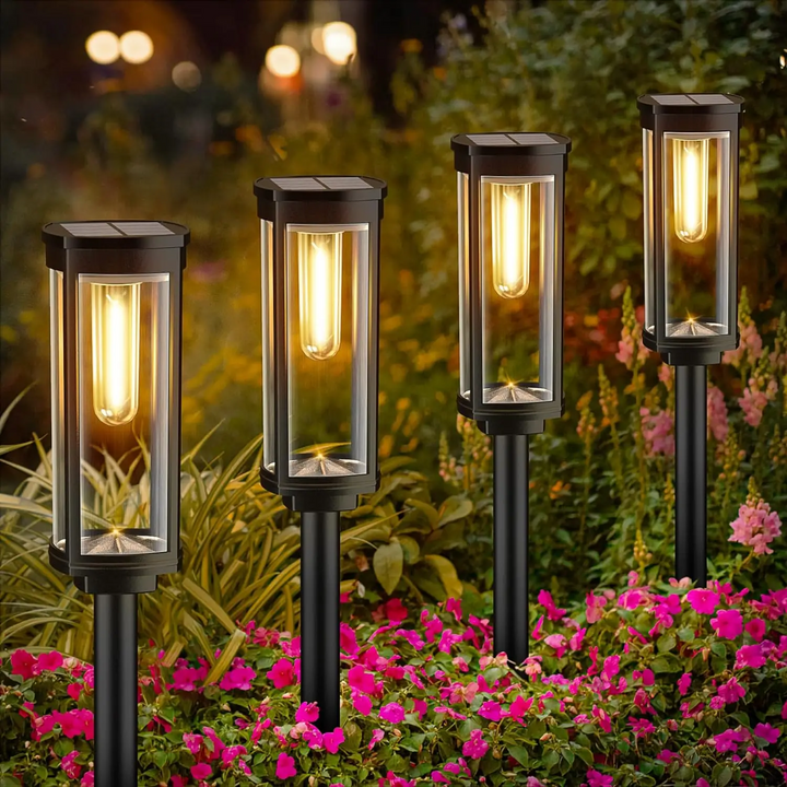 Solar garden lamp with warm LED light – Weatherproof aluminum design | Bowlift