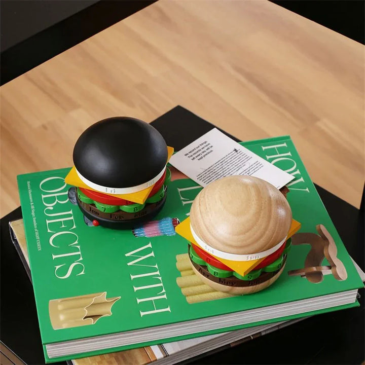 Rotating Wooden Hamburger Decorative Calender | Bowlift