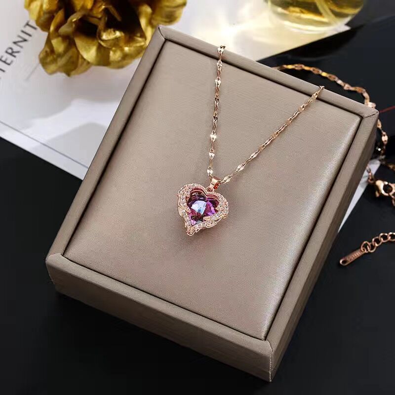 BowLift | Ocean Heart Stainless Steel Zircon Necklace