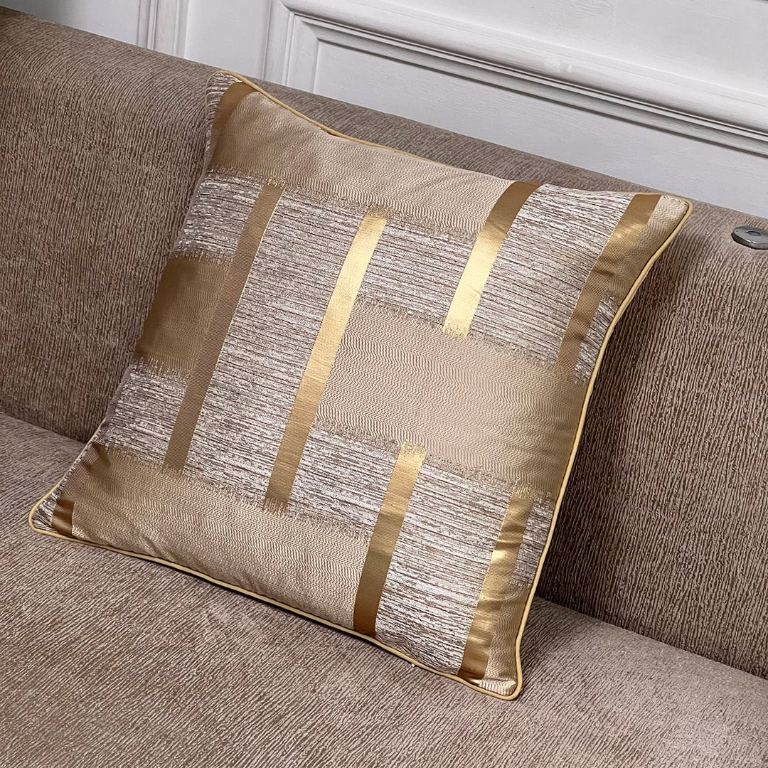 Shiny Golden Silver Stripe Jacquard Cushion Cushion Covers 45x45cm Pillow Cases Square Cover For Sofa Throw Cushions Light Luxury Nordic Home Decor | Bowlift