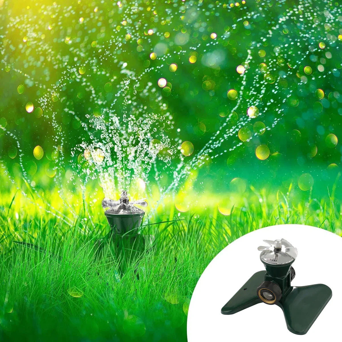 BowLift | 360-Degree Automatic Rotating Metal Lawn Sprinkler – Effective Garden Watering Spray Head