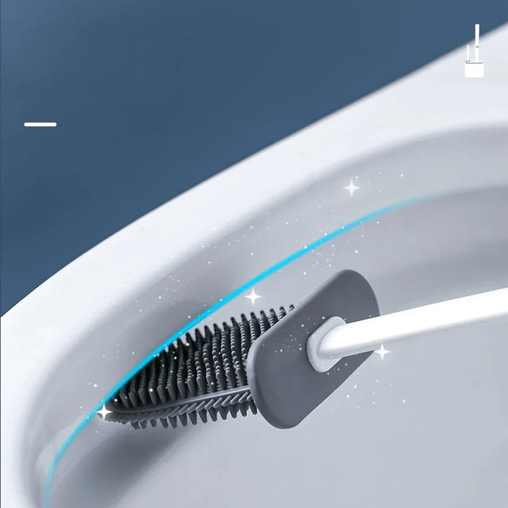 Silicone toilet brush with wall holder | Bowlift