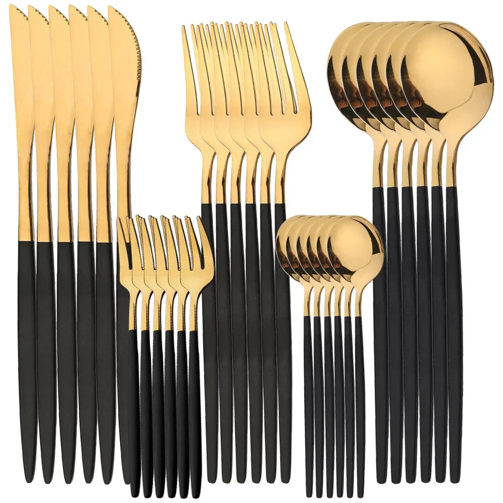 BowLift | RoyalMirror – Luxury Gold Cutlery Set