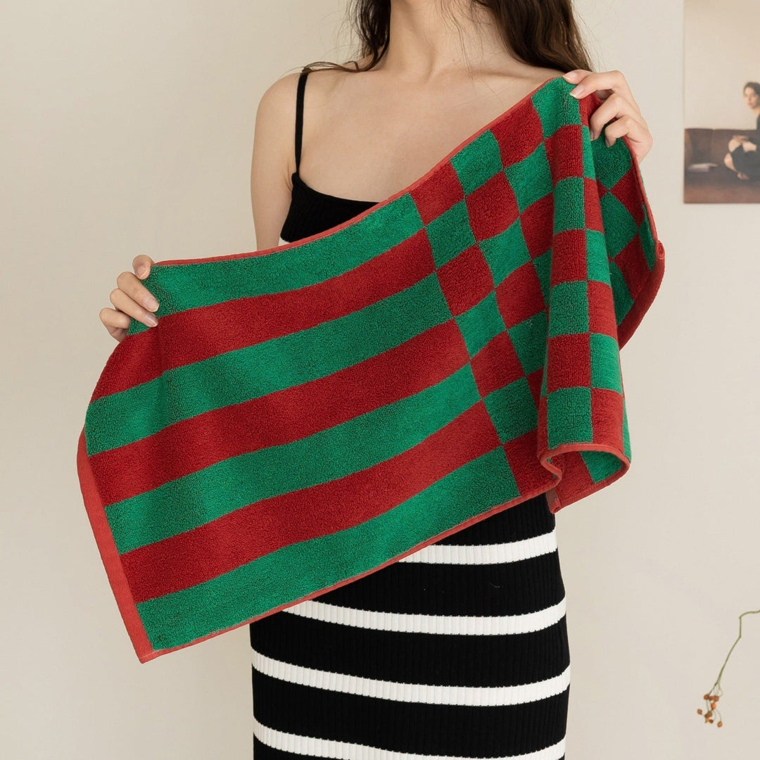Checkered Cotton Towel - 2 Colours | Bowlift