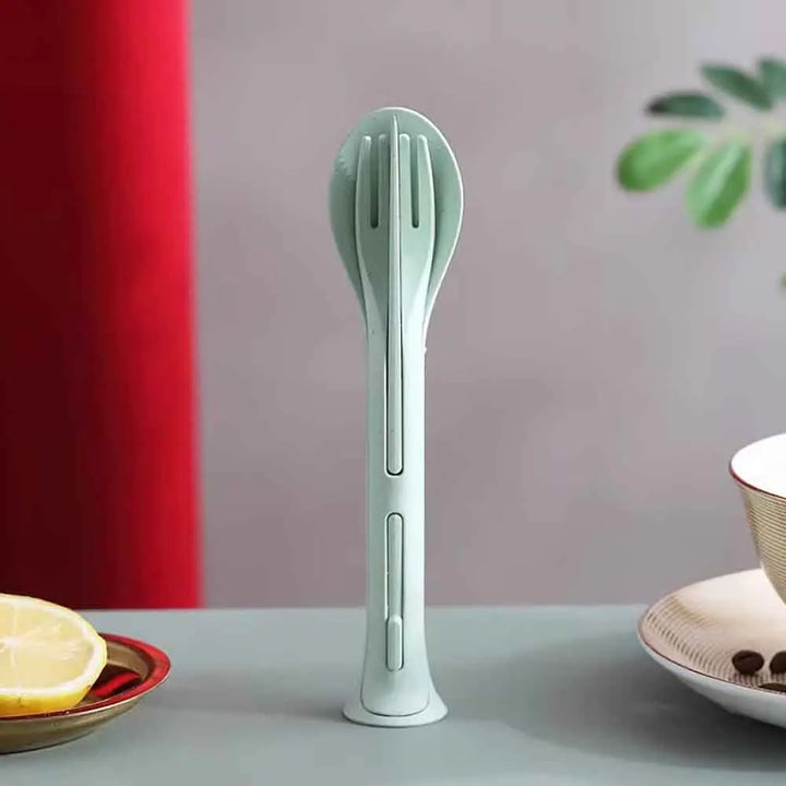 BowLift | EcoTrek Travel Cutlery | Sustainable & Reusable | With Case | Wheat Straw BPA-free