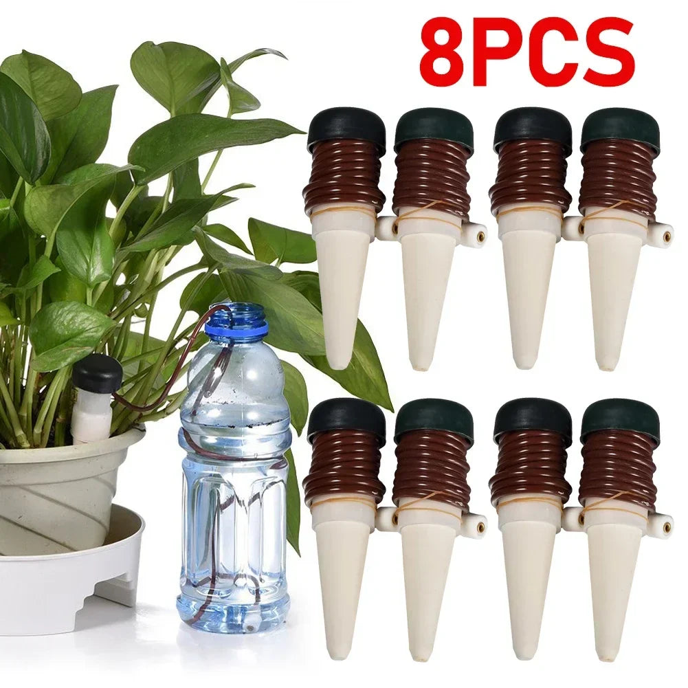 BowLift | AquaTerris Plant Irrigation System | 8-Piece Set | Self-Watering Ceramic Spikes | Automatic & For Indoor Use