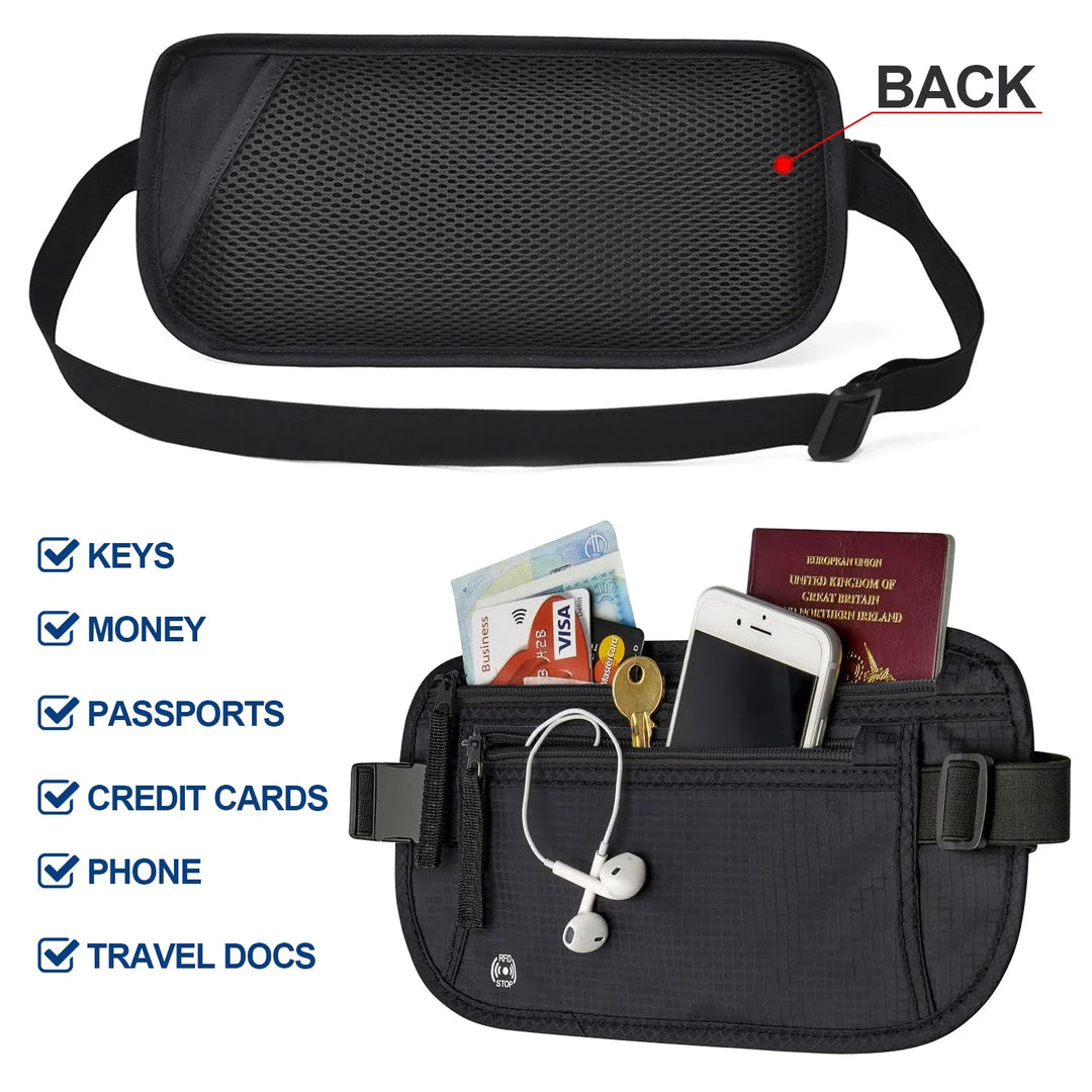 BowLift | SafeTraveler Waist Bag | RFID Protection | Hidden Security Pocket | For Men & Women