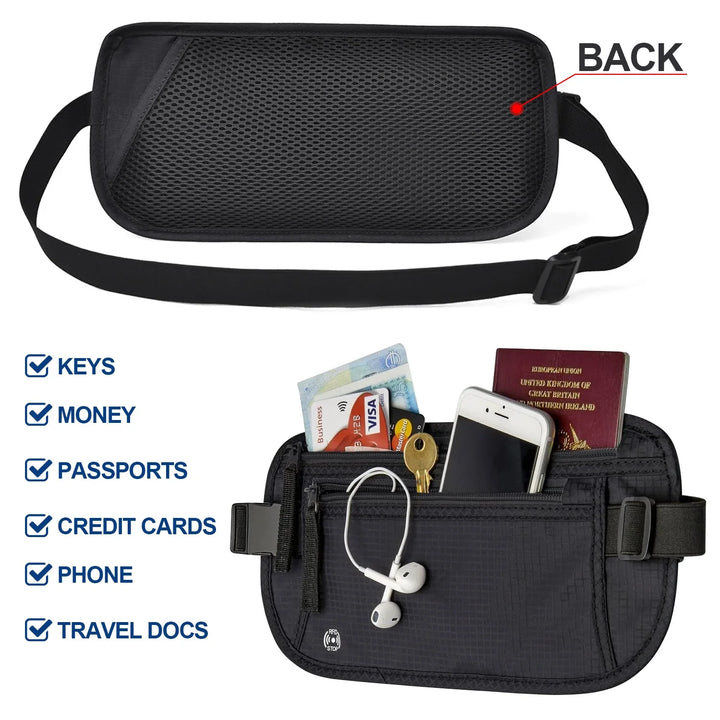 BowLift | SafeTraveler Waist Bag | RFID Protection | Hidden Security Pocket | For Men & Women