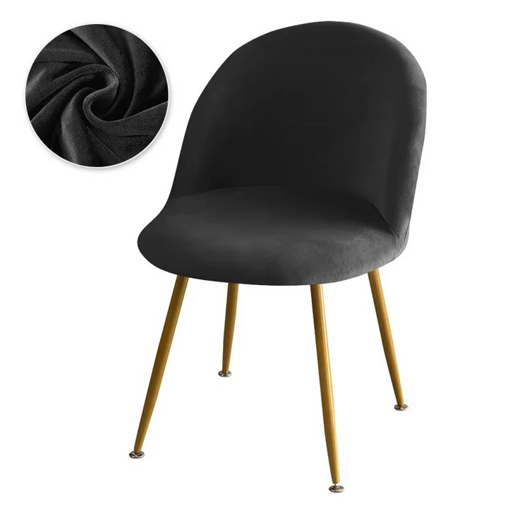 BowLift | Elastic Velvet Chair Covers - Stretch Low Back Slipcovers for Dining and Makeup Chairs