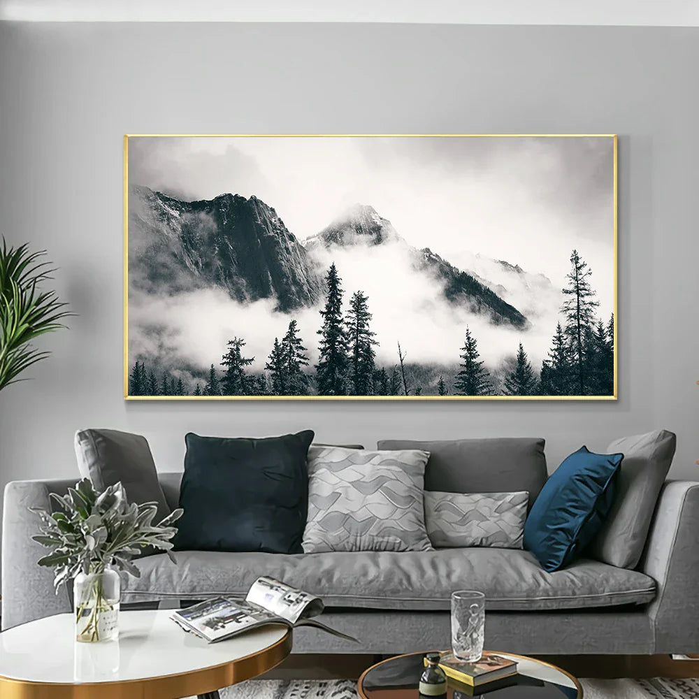 Northern Landscapes Forest Mountain Wilderness Wall Art Fine Art Canvas Prints Black White Posters For Living Room Modern Home Office Decor | Bowlift