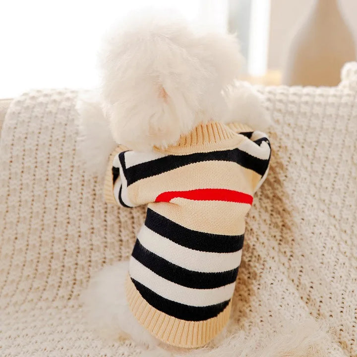 Dog cardigan made of knit warm and striped Bowlift