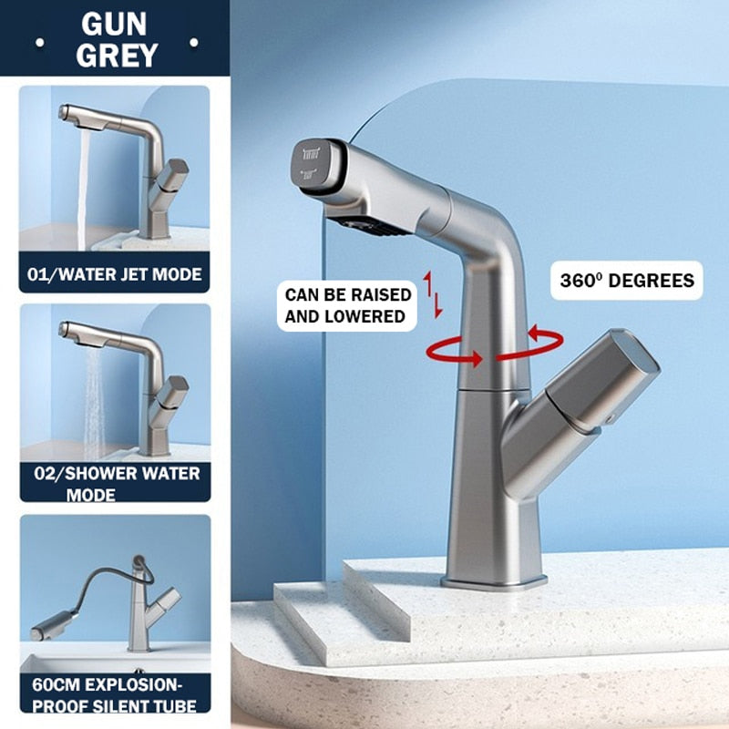 BowLift | Futuristic Rotating European Pull Out Faucet