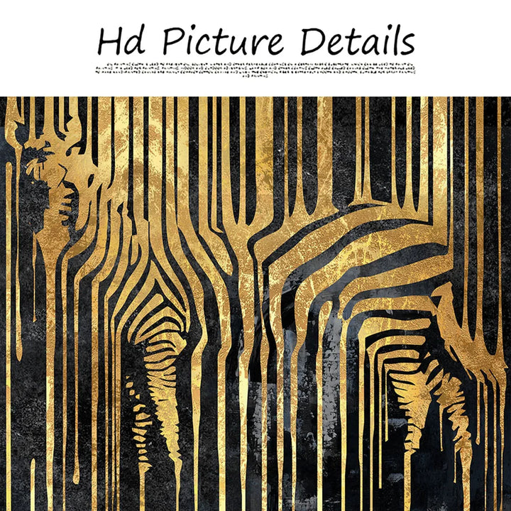 Modern Abstract Golden Zebra Lines Lion Elephant Tiger Wall Art Fine Art Canvas Prints Pictures For Luxury Apartment Living Room Dining Room Art Decor | Bowlift
