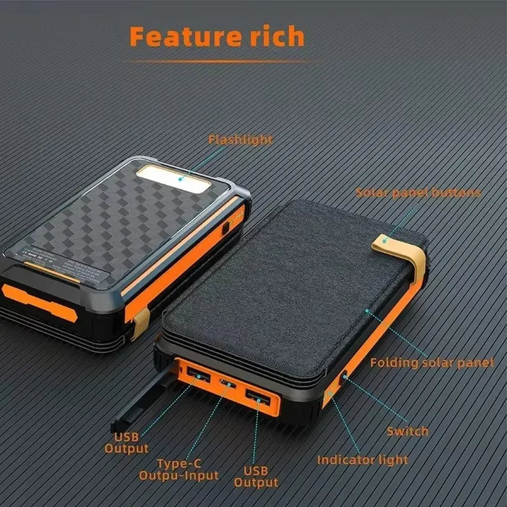 BowLift | Solar-Powerbank SunCharge Fold | Foldable Solar Panel & USB Output | Waterproof & Outdoor Suitable | For Phone, Camping & Travel