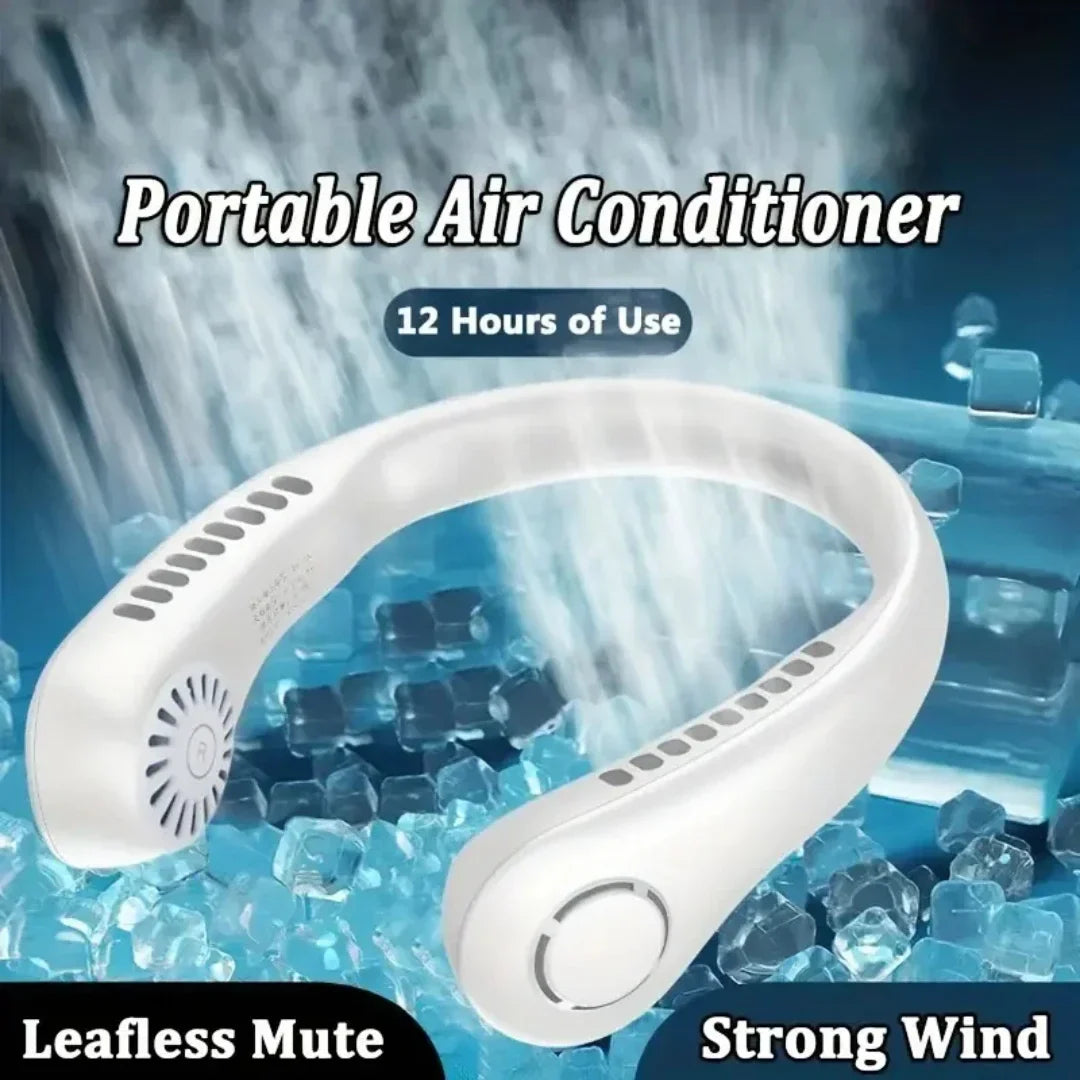 Portable Mini Neck Hanging Fan - Air-Cooled, Wearable USB Fan for Outdoor Sports, Running, Travel, Blade-Free Design | Bowlift