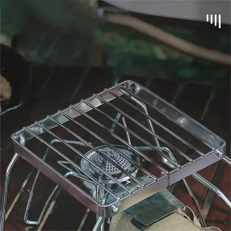 BowLift | FlameRack Folding Grill Stand | Stainless Steel & Foldable | For Outdoor & Camping | 3 cm Packed Size